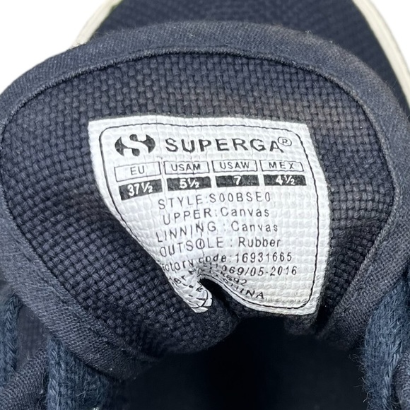 Like New Superga Tennis Shoes Sneakers 7 Navy Blue - Picture 8 of 15